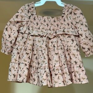 COPY - Kids Pink Floral Ruffle Top